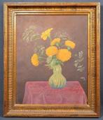 L. Ohier (XX) - Nature morte aux oeillets dinde, Antiek en Kunst, Kunst | Schilderijen | Klassiek