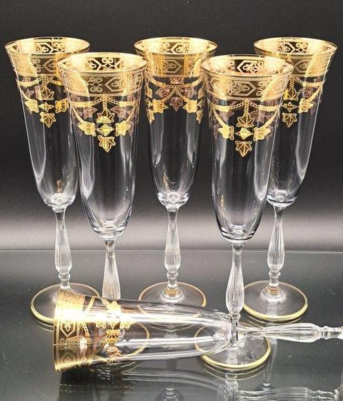 Artemisia - Champagne fluitje (6) - Goudhart - Kristal, Antiek en Kunst, Antiek | Meubels | Tafels