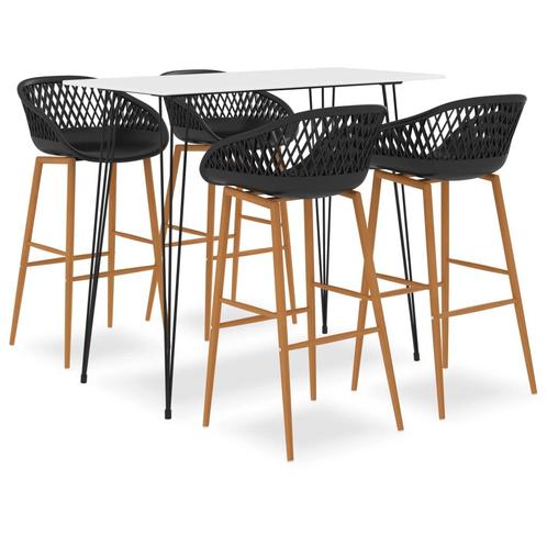 vidaXL 5-delige Barset wit en zwart, Huis en Inrichting, Complete eetkamers, Nieuw, Verzenden