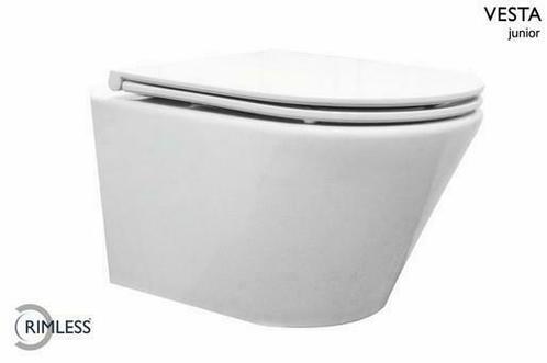 Vesta-Junior rimless wandcloset 47cm +Flatline zitting wit, Doe-het-zelf en Bouw, Sanitair, Ophalen of Verzenden