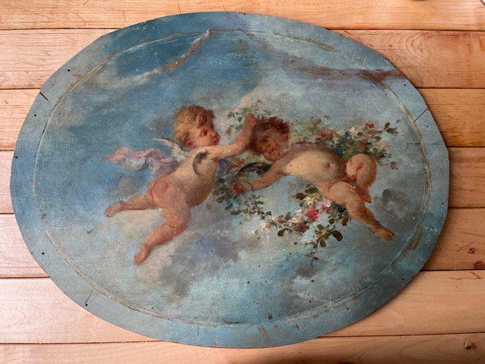 Pittore romantico - Angeli Liberty con fiori e nuvole, Antiek en Kunst, Curiosa en Brocante