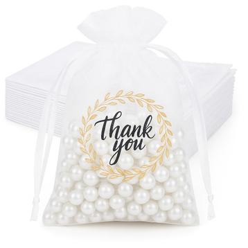 Fako Bijoux® - Organza Zakjes Met Print - Thank You beschikbaar voor biedingen