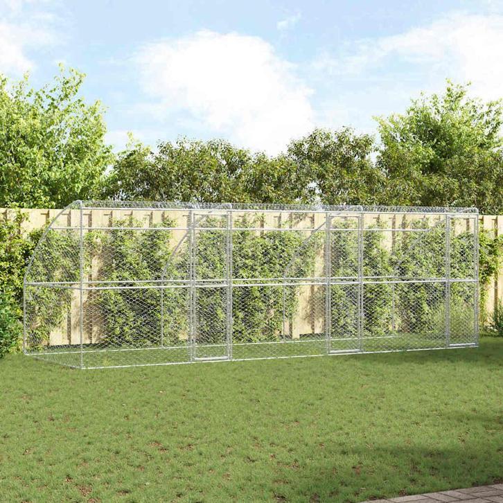 vidaXL Hondenhok 3 pcs Zilver 6 x 2 x 2 m Gegalvaniseerd, Animaux & Accessoires, Caisses pour chiens, Envoi