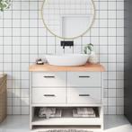 vidaXL Wastafelblad 100x60x(2-6) cm behandeld massief hout, Huis en Inrichting, Keuken | Keukenelementen, Verzenden, Nieuw