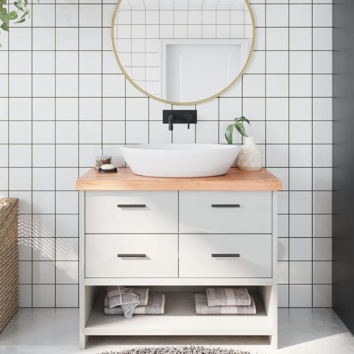 vidaXL Wastafelblad 100x60x(2-6) cm behandeld massief hout, Huis en Inrichting, Keuken | Keukenelementen, Nieuw, Verzenden