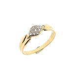 Gouden fantasie ring met zirconia (gouden sieraden), Handtassen en Accessoires, Ringen, Gebruikt, Overige kleuren, Ophalen of Verzenden
