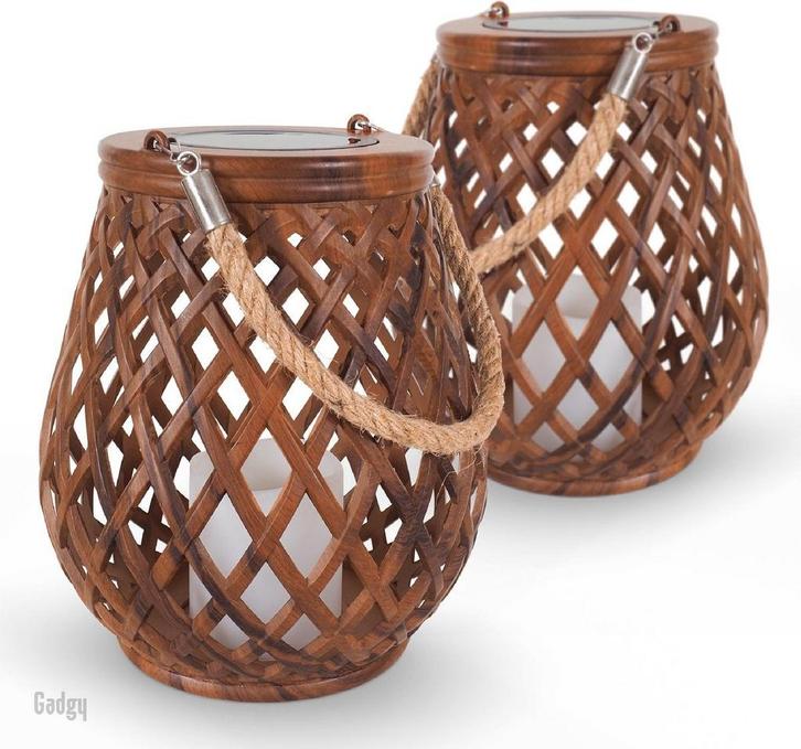 2dekans | Gadgy Solar Lantaarn Basket - Tuinlantaarn set van, Tuin en Terras, Buitenverlichting, Ophalen of Verzenden