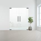 Glazen dubbele binnendeur zonder kozijn RVS beslag-Satijn ge, Bricolage & Construction, Verzenden