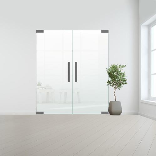 Glazen dubbele binnendeur zonder kozijn RVS beslag-Satijn ge, Bricolage & Construction, Fenêtres & Moustiquaires, Envoi