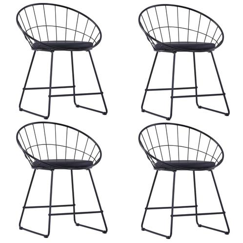 vidaXL Eetkamerstoelen met kunstleren zittingen 4 st staal, Huis en Inrichting, Stoelen, Nieuw, Verzenden