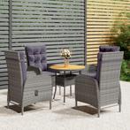 vidaXL 5-delige Bistroset poly rattan grijs, Tuin en Terras, Verzenden, Nieuw