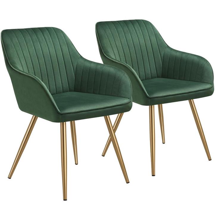 tectake Eetkamerstoel Marilyn, fluweeloptiek, doorgestikt -, Huis en Inrichting, Stoelen, Verzenden
