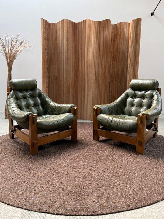 Grafton Everest - Fauteuil (2) - Cuir, Chêne - Brutaliste, Antiquités & Art, Antiquités | Meubles | Chaises & Canapés