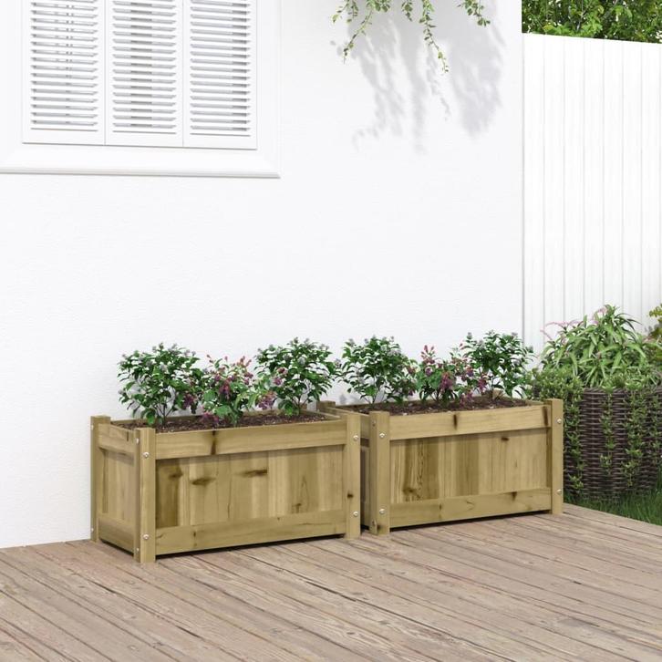 vidaXL Plantenbakken 2 st cm geïmpregneerd hout, Jardin & Terrasse, Pots de fleurs, Envoi