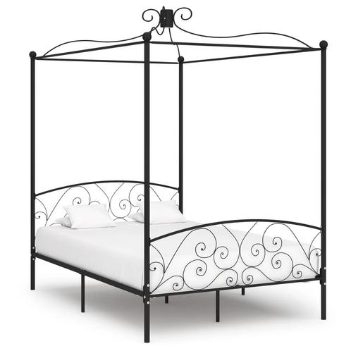vidaXL Hemelbedframe metaal zwart 120x200 cm, Huis en Inrichting, Slaapkamer | Bedden, Nieuw, Verzenden