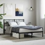 vidaXL Bedframe met hoofdbord metaal zwart 160x200 cm, Huis en Inrichting, Slaapkamer | Bedden, Verzenden, Nieuw