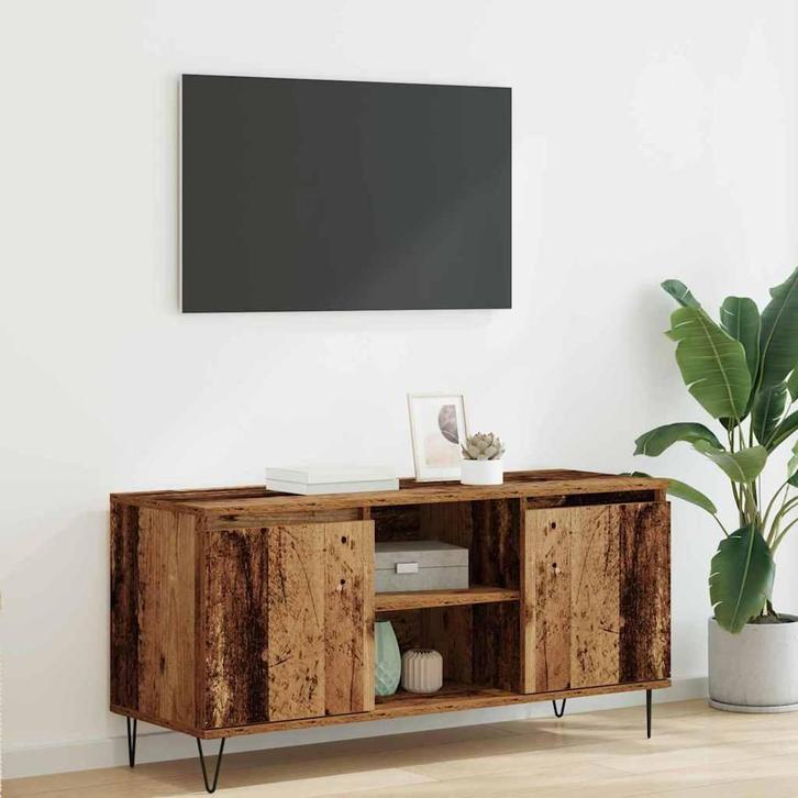 vidaXL TV Kast Oud Hout 104 x 35 x 50 cm Bewerkt hout, Huis en Inrichting, Kasten |Televisiemeubels, Nieuw, Verzenden