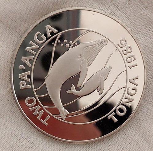 Tonga. 2 Paanga 1986 25 Aniversario World Wildlife, Postzegels en Munten, Munten | Europa | Niet-Euromunten