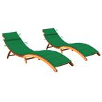 vidaXL Ligbedden 2 st met kussens massief acaciahout, Tuin en Terras, Ligbedden, Verzenden, Nieuw