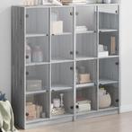 vidaXL Boekenkast met deuren 136x37x142 cm hout grijs sonoma, Huis en Inrichting, Verzenden, Nieuw