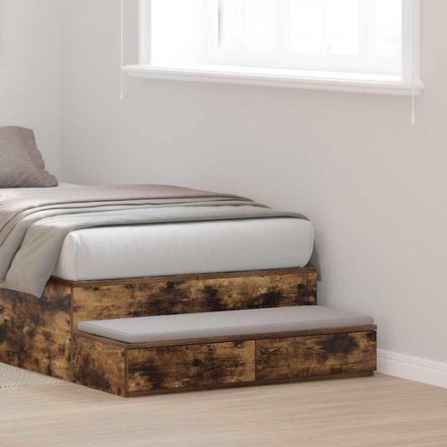 vidaXL Bedlades Gerookt eiken 90 x 36.5 x 16.5 cm Bewerkt, Huis en Inrichting, Slaapkamer | Nachtkastjes, Nieuw, Verzenden