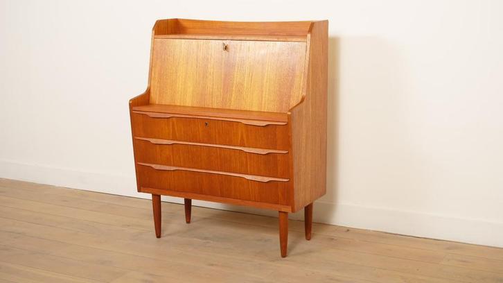 Vintage secretaire | Teak | 114 cm, Huis en Inrichting, Kasten | Secretaires, Ophalen of Verzenden