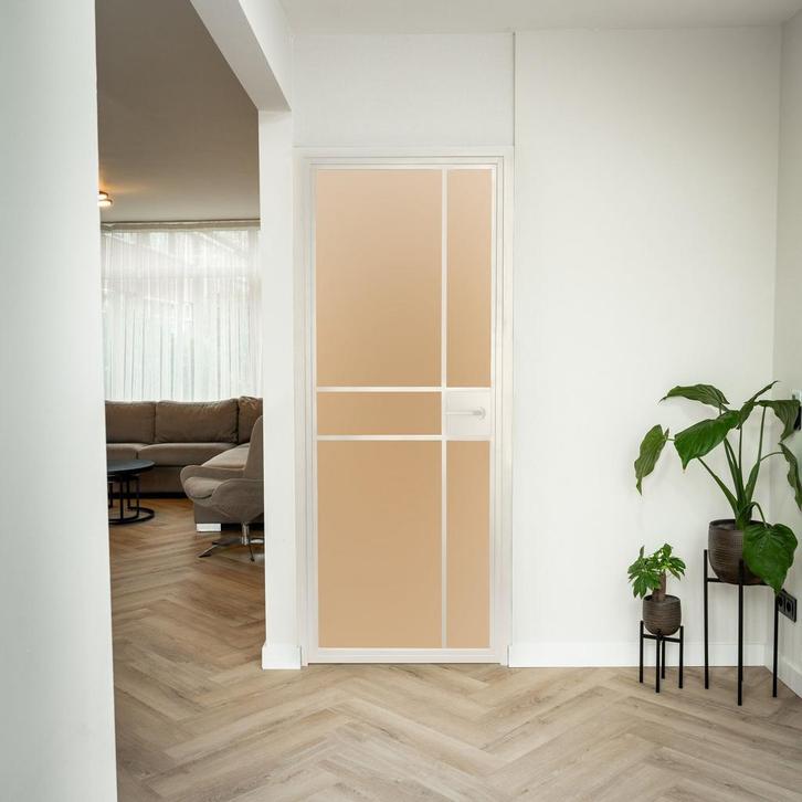Stalen Binnendeur - 6 Vlaks - Wit - Mat glas - Met slot, Doe-het-zelf en Bouw, Deuren en Vliegenramen, Nieuw, Metaal, Binnendeur