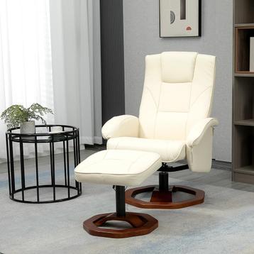 Massagestoel – ZenRelax - Draaibaar – Voetenbank - Crème wit, Huis en Inrichting, Wit, Nieuw, Ophalen of Verzenden, Modern