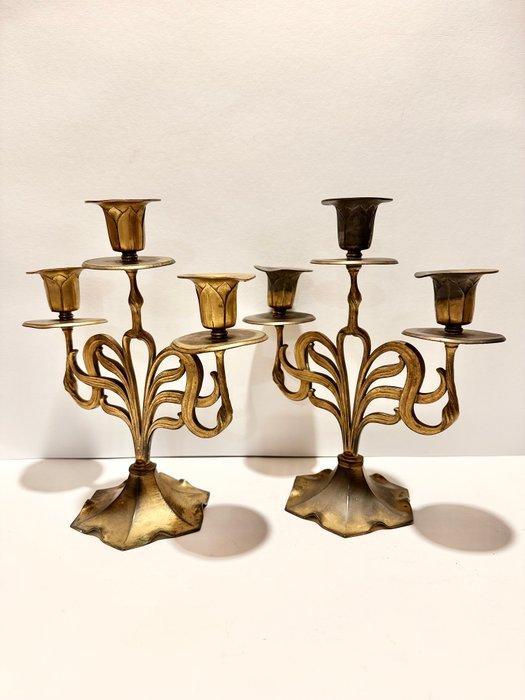 WMF / Geislingen, Orivit - Kandelaar (2) - Tin, Antiek en Kunst, Kunst | Designobjecten