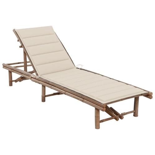 vidaXL Ligbed met kussen bamboe, Jardin & Terrasse, Chaises longues, Envoi