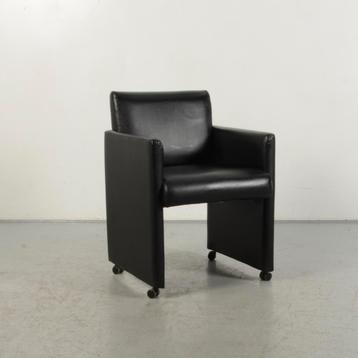 Vergaderstoel Frontseat - Zwart leder - Verrijdbaar beschikbaar voor biedingen