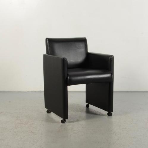 Vergaderstoel Frontseat - Zwart leder - Verrijdbaar, Huis en Inrichting, Stoelen, Gebruikt, Ophalen of Verzenden