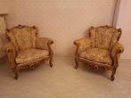 Fauteuil (2) - hard hout, Verguld hout