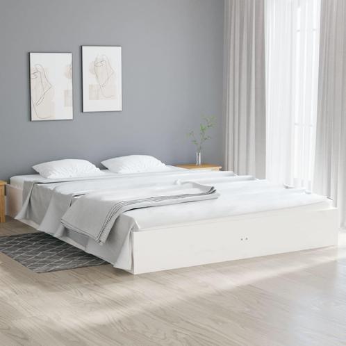 vidaXL Cadre de lit blanc bois massif 160x200 cm, Maison & Meubles, Chambre à coucher | Lits, Neuf, Envoi
