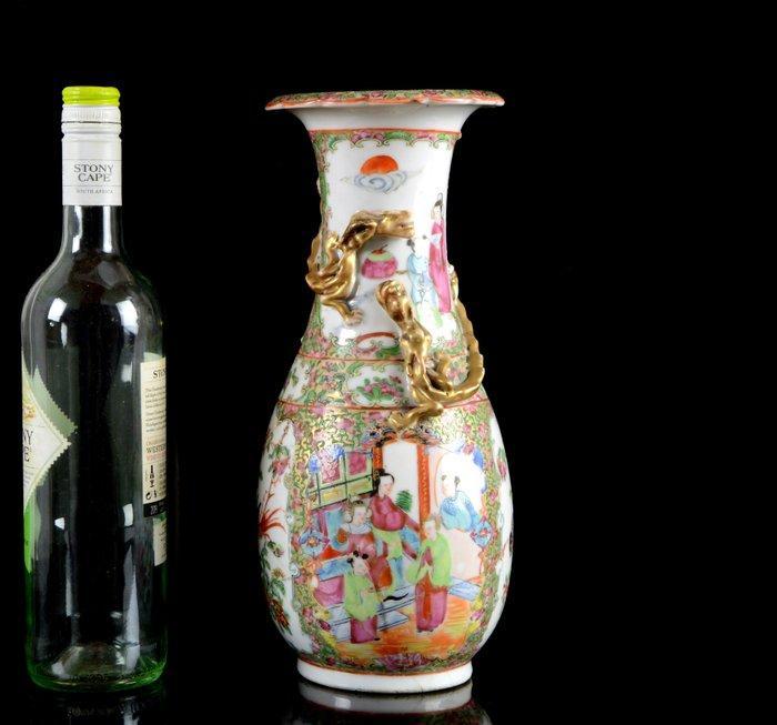Un grand vase balustre chinois Rose Mandarin - Porcelaine, Antiek en Kunst, Antiek | Overige Antiek