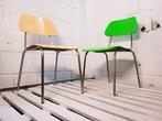 Stoel (2) - Vintage schoolstoel - Staal, Multiplex