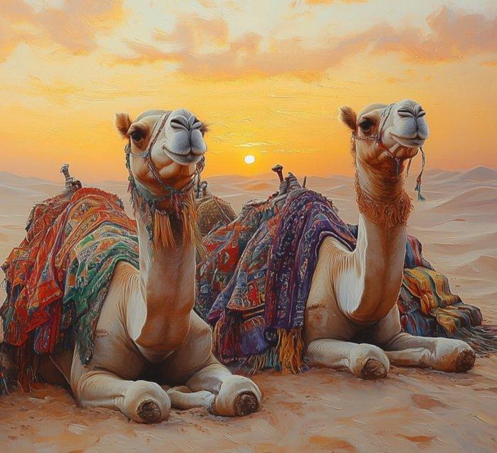 Irina Collins - Desert Royals · NO Reserve, Antiek en Kunst, Kunst | Schilderijen | Modern