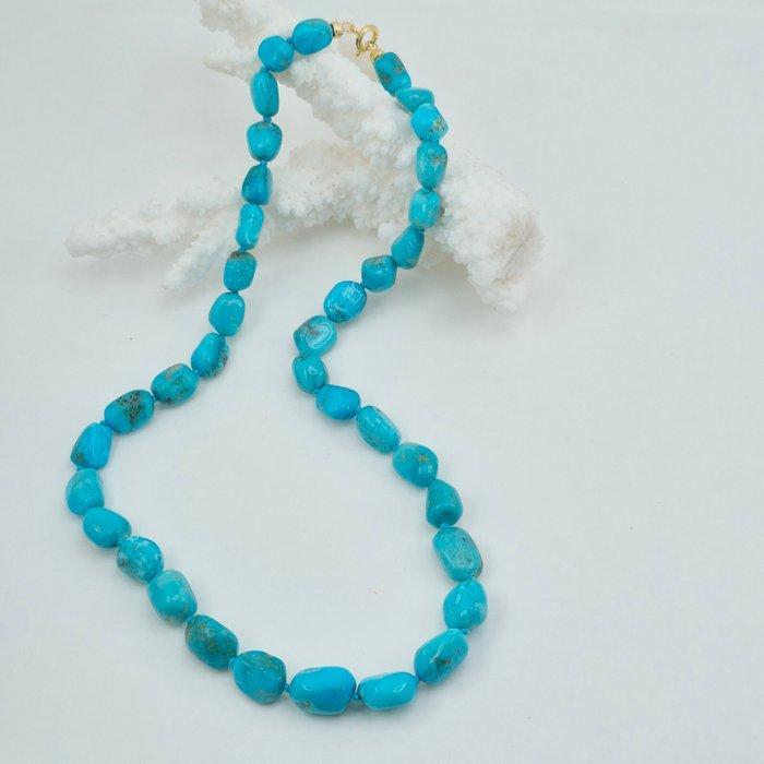 Turquoise - Zilver, Verguld - Halsketting - Turquoise, Antiek en Kunst, Curiosa en Brocante