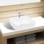 vidaXL Wastafel met kraangat wit vierkant keramiek, Doe-het-zelf en Bouw, Verzenden, Nieuw