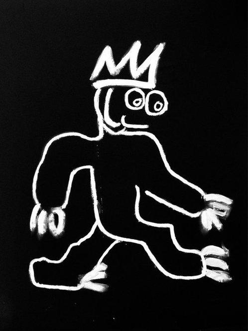 Pixa (1971) - Crowned Figure in Motion | acrylic on canvas, Antiek en Kunst, Kunst | Schilderijen | Modern