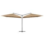 vidaXL Parasol dubbel met stalen paal 250x250 cm taupe, Tuin en Terras, Verzenden, Nieuw