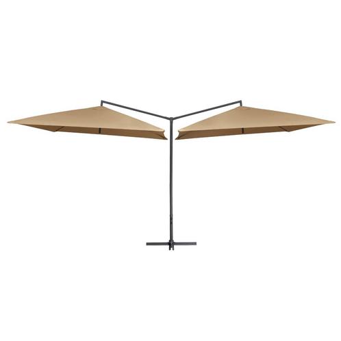 vidaXL Parasol dubbel met stalen paal 250x250 cm taupe, Tuin en Terras, Parasols, Nieuw, Verzenden