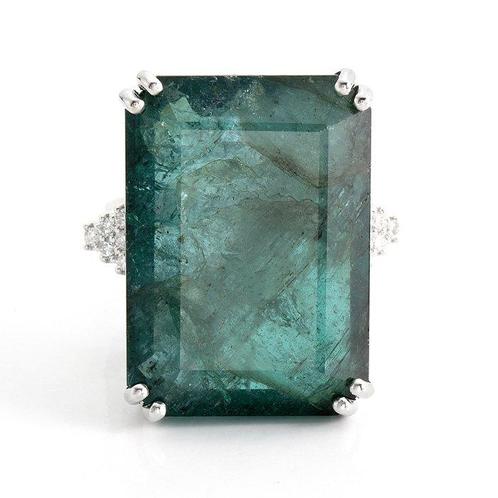 Zonder Minimumprijs - Ring - 18 karaat Witgoud -  39.39ct., Handtassen en Accessoires, Ringen