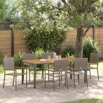 vidaXL Tuin Eettafel Set 7 pcs Grijs poly rattan, Tuin en Terras, Verzenden, Nieuw