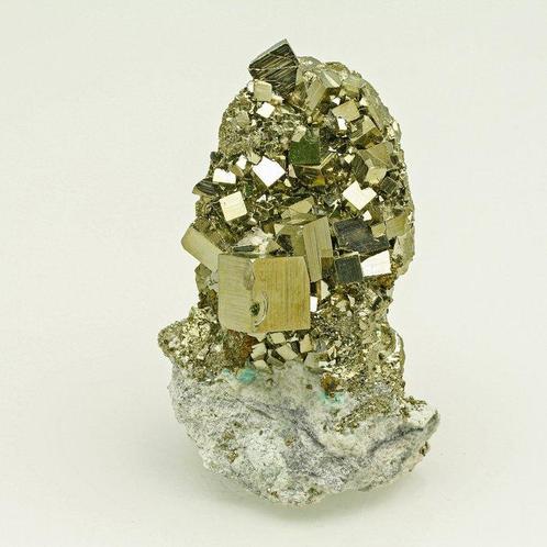ONGEWOON! Spiegelachtig pyriet Kristallen op matrix -, Verzamelen, Mineralen en Fossielen