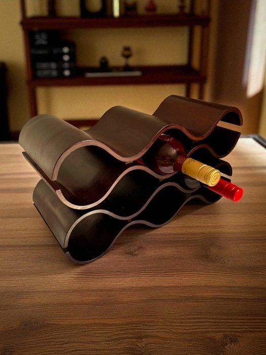 Wijnrek - Mid-Century Modern golvende vorm teakhout -, Antiek en Kunst, Curiosa en Brocante