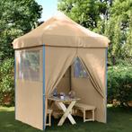 vidaXL Partytent inklapbaar pop-up met 4 zijwanden beige, Tuin en Terras, Partytenten, Verzenden, Nieuw