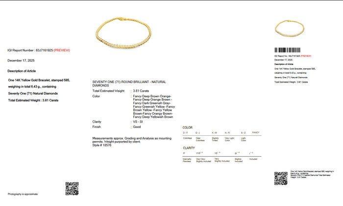 Zonder minimumprijs - Armband - 14 karaat Geel goud -, Bijoux, Sacs & Beauté, Bracelets