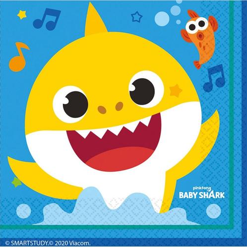 Baby Shark Servetten 33cm 16st, Hobby en Vrije tijd, Feestartikelen, Nieuw, Verzenden