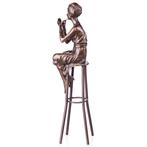 Figuur - Bronzefigur Frau auf Hocker 28cm - Brons, Antiek en Kunst
